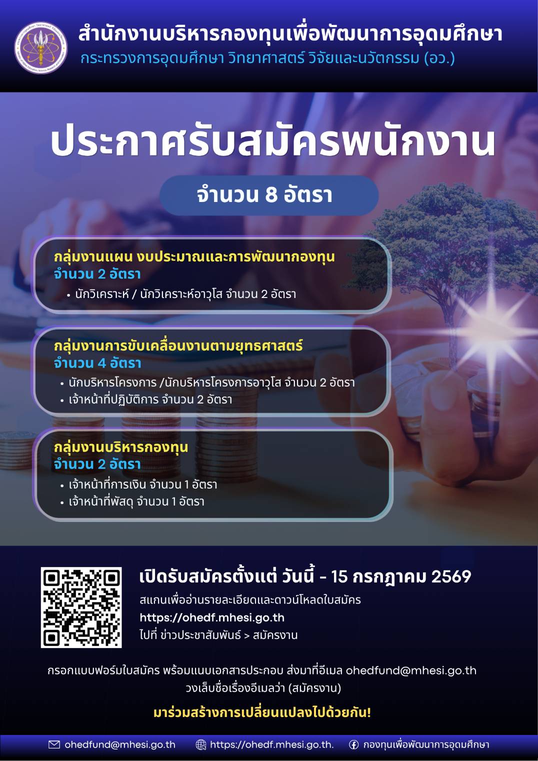 ประกาศรับสมัครบุคคลเพื่อคัดเลือกเป็นพนักงาน